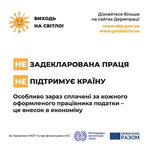 4 Банер Інформаційний матеріал Виходь на світло Задекларована праця підтримує країну
