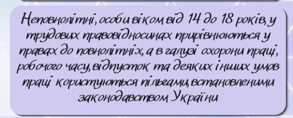 3 Банер Інформаційний матеріал ПМУ ПСП Захист трудових прав неповнолітніх працівників