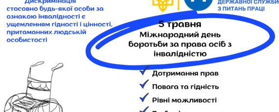 3 Банер Інформаційний матеріал Міжнародний день боротьби зв права осіб з інвалідністю Дискримінація за ознакою інвалідністі є ущемленням гідності і ціннності особистості