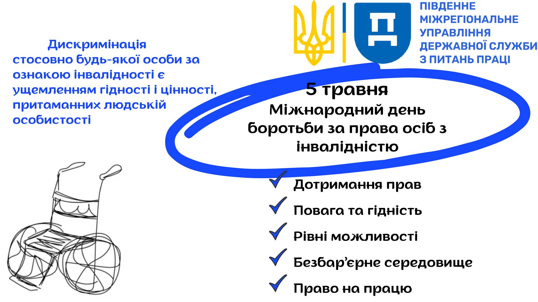 3 Банер Інформаційний матеріал Міжнародний день боротьби зв права осіб з інвалідністю Дискримінація за ознакою інвалідністі є ущемленням гідності і ціннності особистості