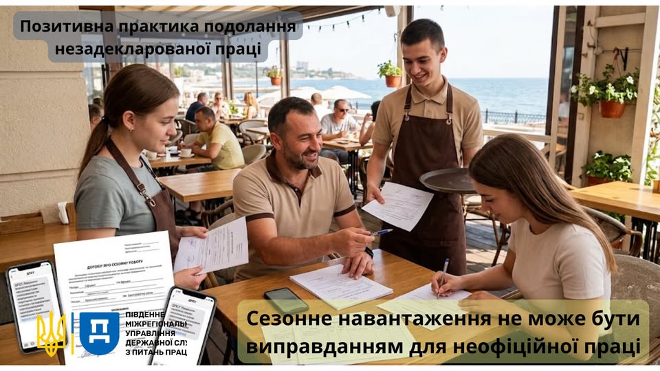1 Банер Інформаційний матеріал ПМУ Позитивна практика подолання незадекларированої праці Сезонне навантаження не привід для нелегальної праці успішний кейс на Одещині