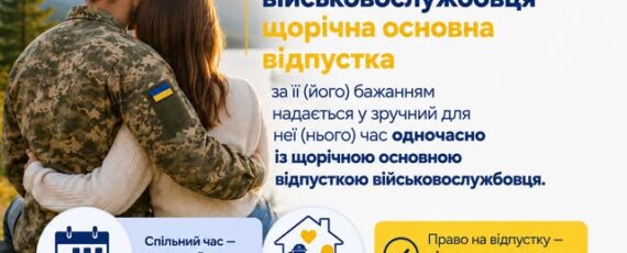 4 Банер Дружині військвослужбовця щорічна основна відпустка за її бажанням надається у зручний для неї час одночасно із щорічною основною відпусткою військовосл