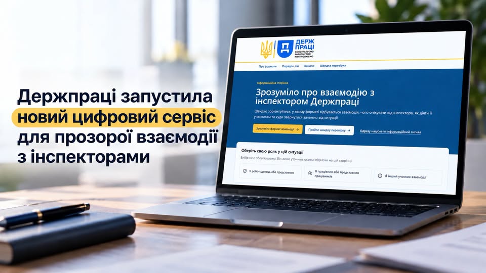 5 Банер Інформаційний матеріал Держпраці Держпраці запустила новий цифровий сервіс для прозорої взаємодії з інспекторами